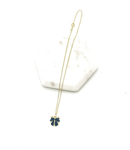 Black Bow Charm Necklace Gold Coquette Demure