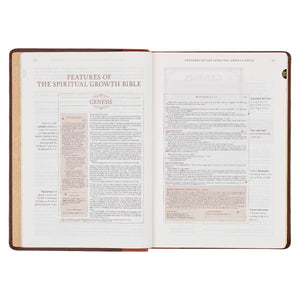 NLT, The Spiritual Growth Bible Faux Leather, Brown/Ginger