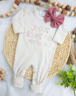 Load image into Gallery viewer, Baby Romper | Baby Girl Outfit - Jesus Loves Me
