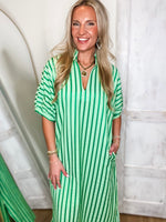 Load image into Gallery viewer, Options Open Kelly Green Stripe Maxi Dress
