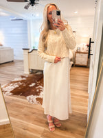Load image into Gallery viewer, Champagne Knit Sweater 2 pc Satin Dress
