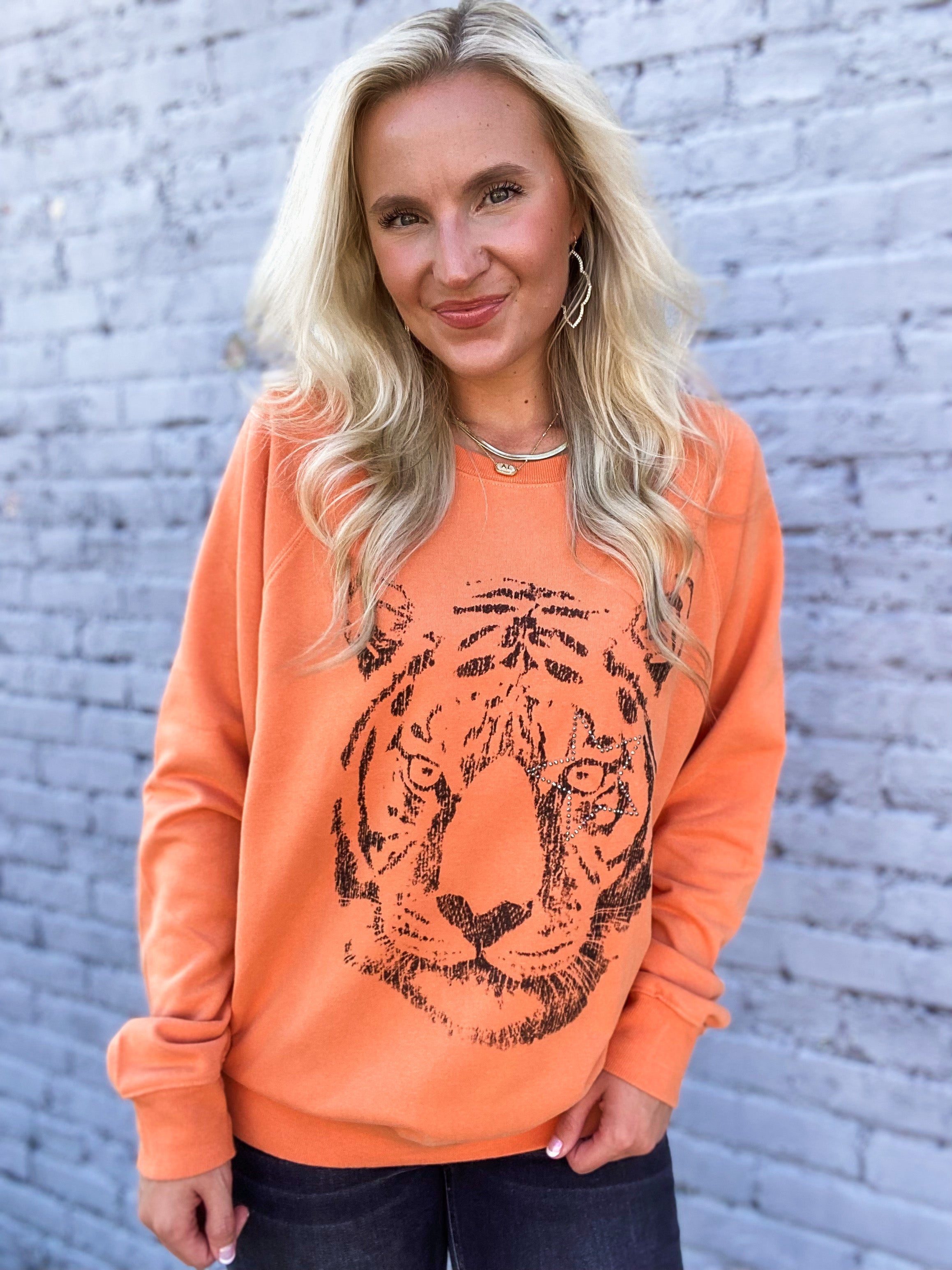 Take Down Orange Tiger Graphic Sweatshirt