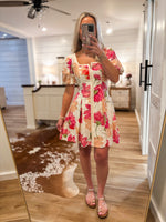 Load image into Gallery viewer, New Thought Pink Floral Eyelet Mini Dress

