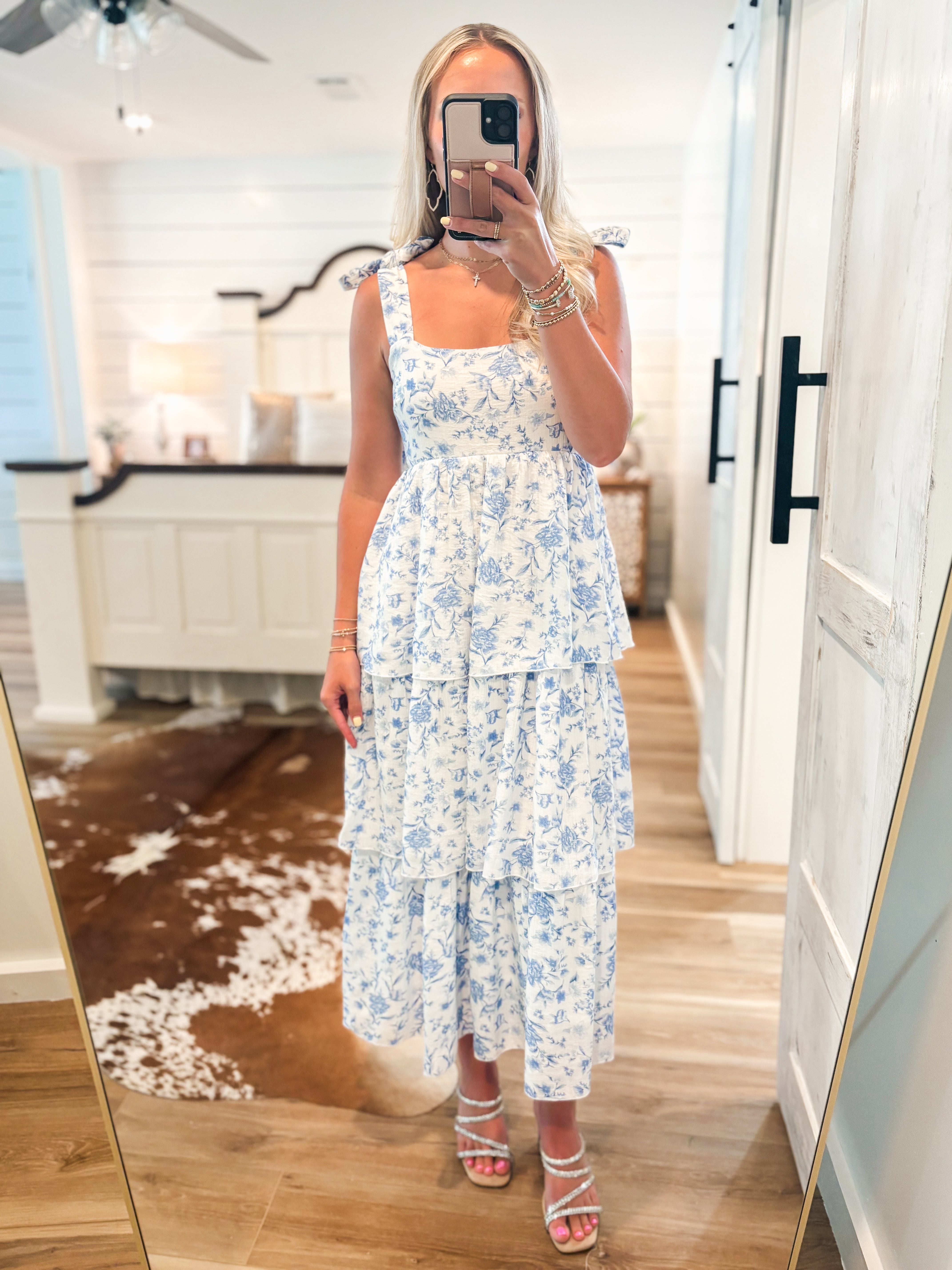 Back To You Blue Floral Midi Dress