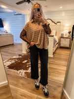 Load image into Gallery viewer, Keep Going Taupe Stripe Polo Top
