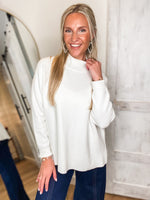 Load image into Gallery viewer, Waiting For Answers Ivory Mock Neck FATE Sweater
