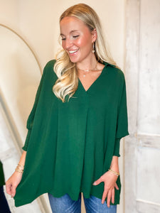 Change My Mind Forest Green Collared Blouse