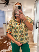 Load image into Gallery viewer, See You Now Yellow Printed Embroidered Blouse
