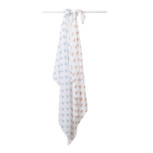 2-pack Cotton Swaddles - Vintage Bears & Sailboats