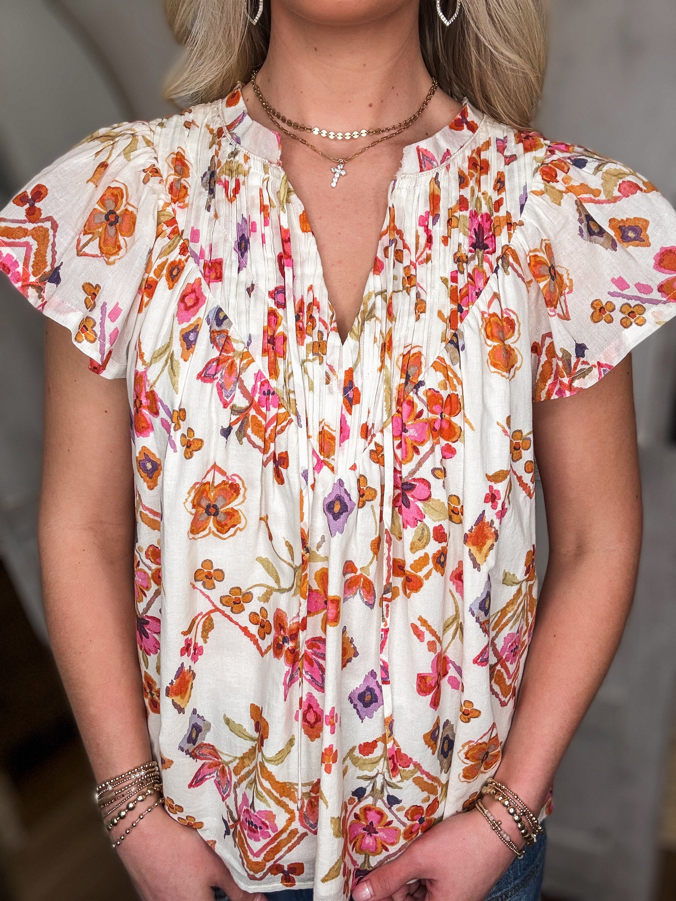 Pretty Days Multi Floral S/S Blouse