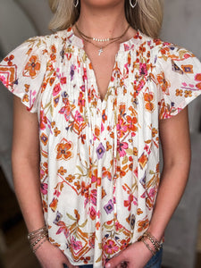 Pretty Days Multi Floral S/S Blouse