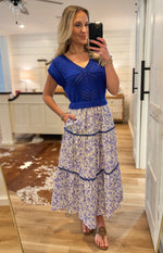 Load image into Gallery viewer, From The Pier Royal Blue Floral Midi Dress
