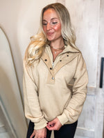 Load image into Gallery viewer, Call You Out Taupe Double Layer Quilted Pullover
