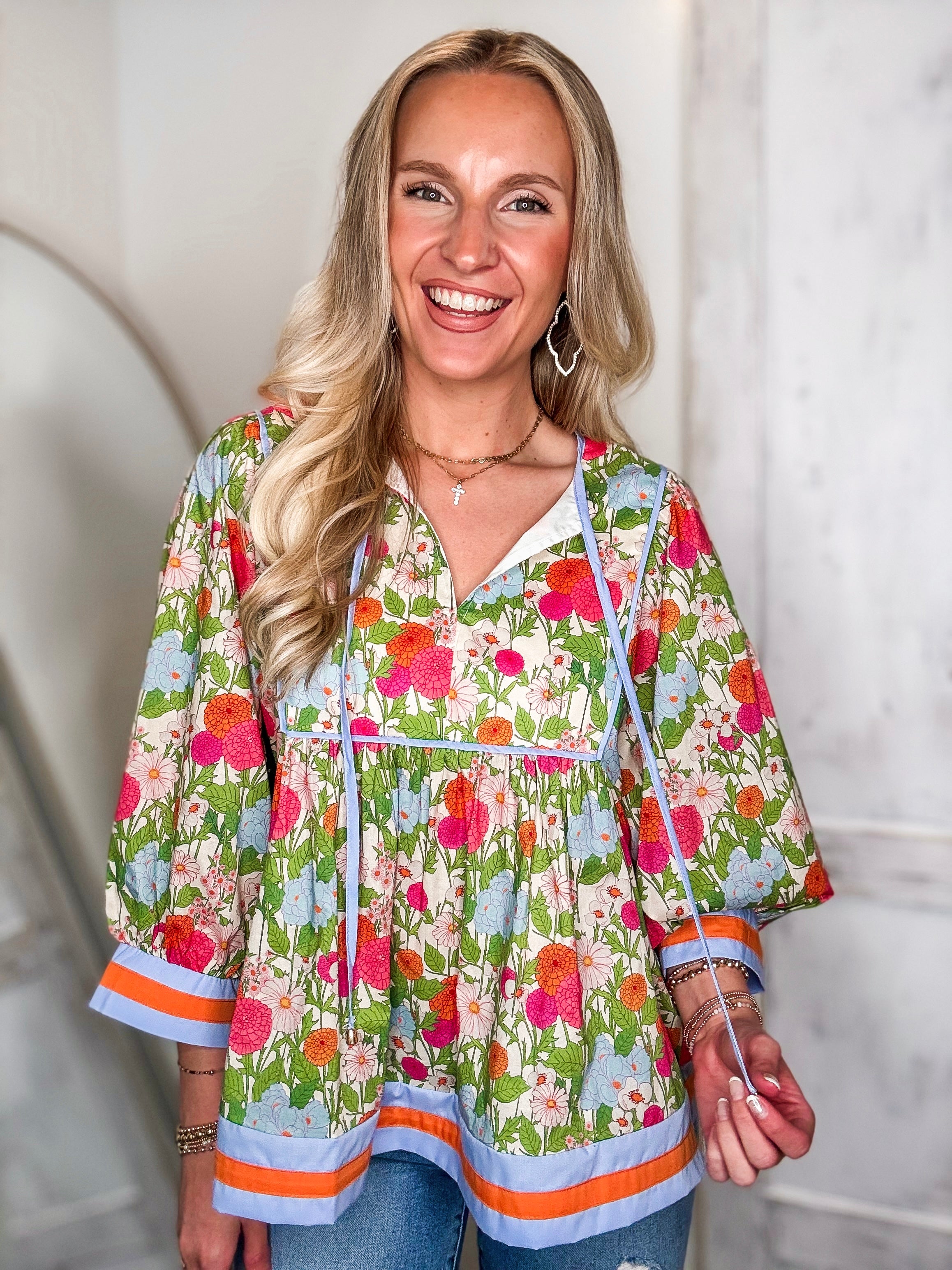 Springing Forward Pastel Floral Blouse
