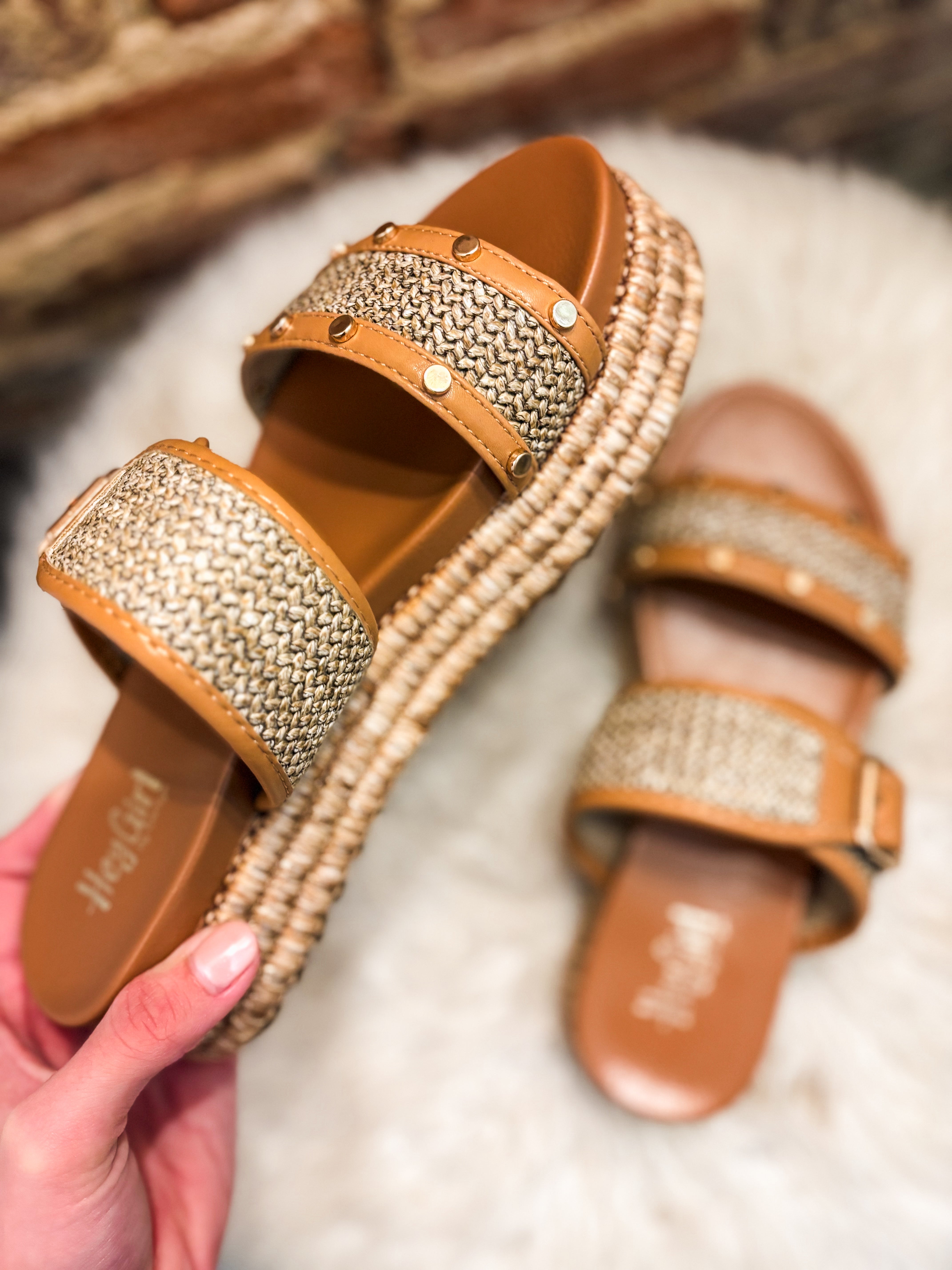 Walk Of Shame Tan Raffia Corkys Sandal