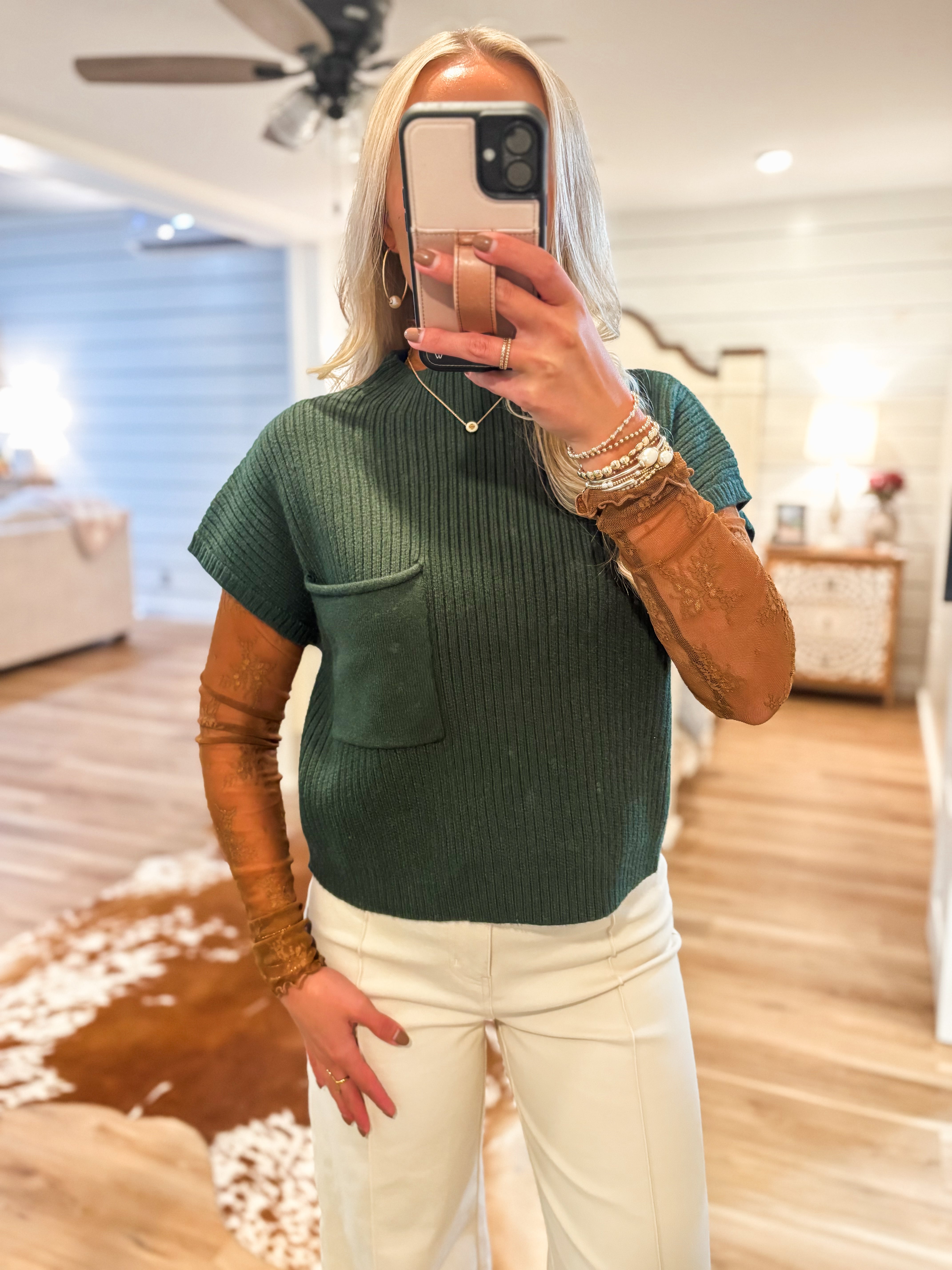 Feeling Better Hunter Green S/S Sweater