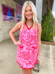 Making A Way Pink & Red Floral Shift Dress