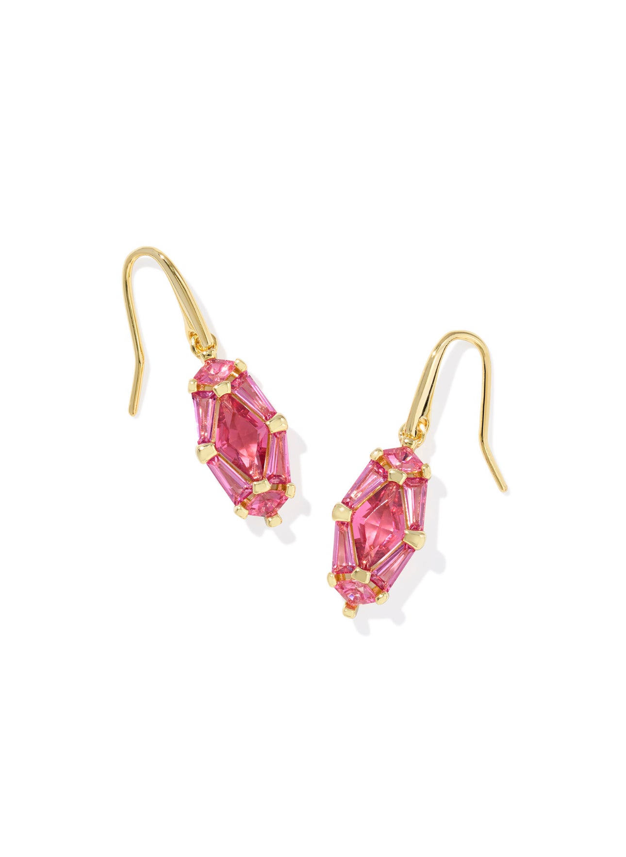 Lindy Rae Pink Crystal Gold Drop Earring