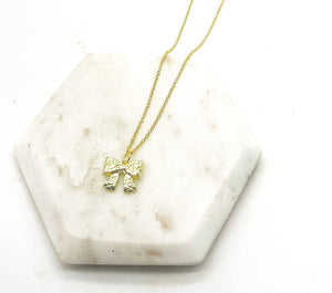Gold Quilted Bow Necklace Holidays