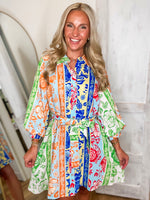Load image into Gallery viewer, Time Has Come Multi Botanical Mini Dress
