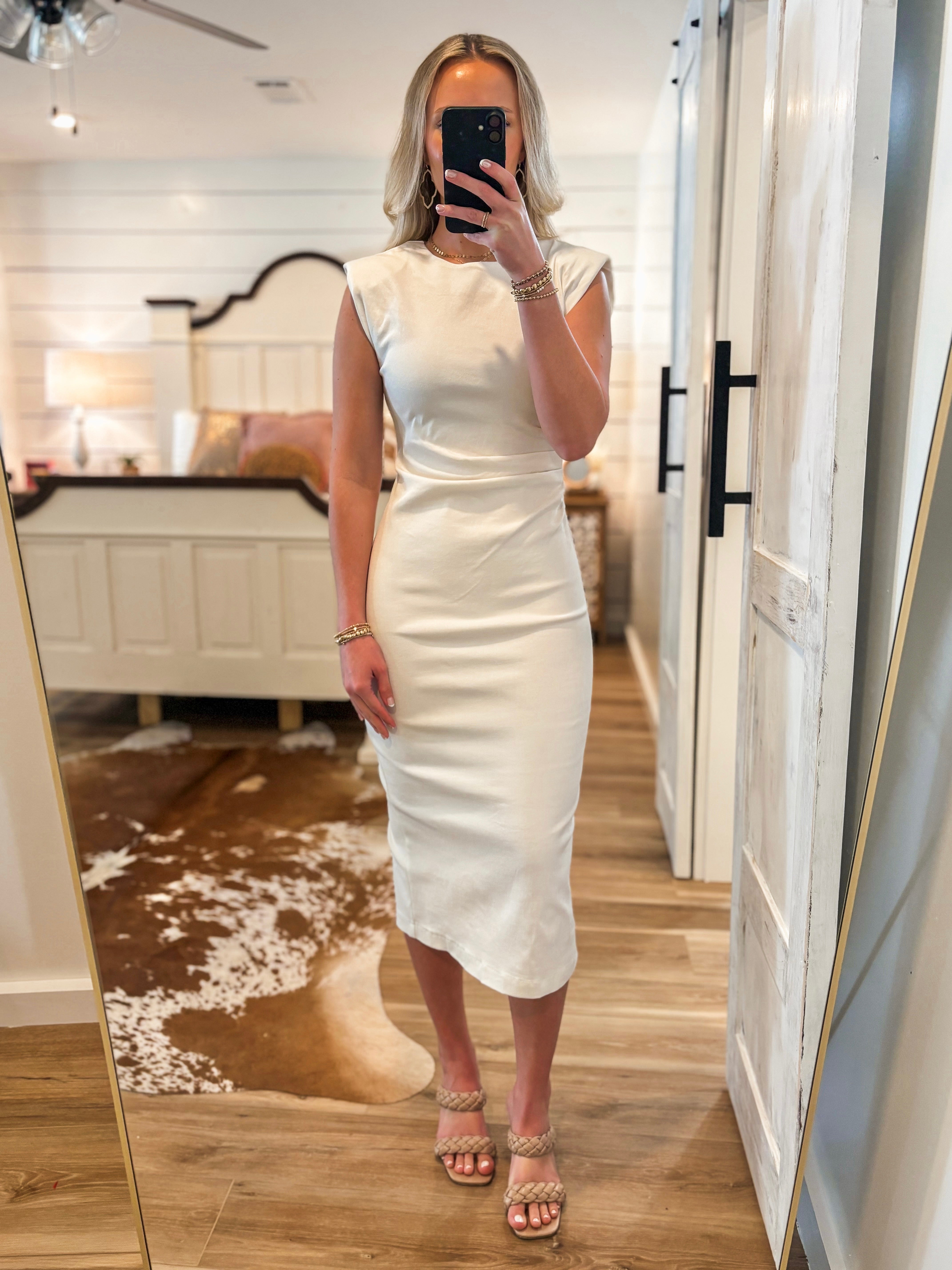 New Event White Midi Dress