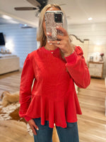 Load image into Gallery viewer, Going Along Coral Embroidered Sweatshirt Blouse
