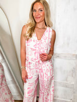 Load image into Gallery viewer, Resort Bound Pink Tropical Vest Tank &amp; Pant Set
