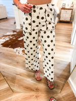 Load image into Gallery viewer, Ecru/Brown Wide Leg Polka Dot Pant
