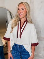 Load image into Gallery viewer, On A Break Cream Contrast S/S Blouse
