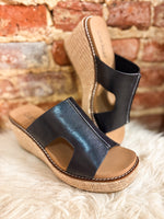 Load image into Gallery viewer, Kiss N Tell Black Corkys Wedge
