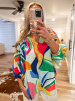 Load image into Gallery viewer, Brighter Way Multi Abstract Button Down Blouse
