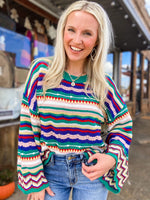 Load image into Gallery viewer, All In Multi-Colored Stripe Sweater
