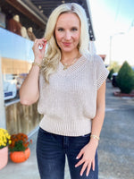 Load image into Gallery viewer, Over It Taupe Knitted Sweater Vest Blouse
