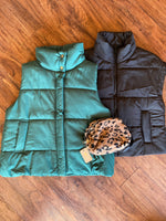 Load image into Gallery viewer, For Your Information Black Puffer Vest
