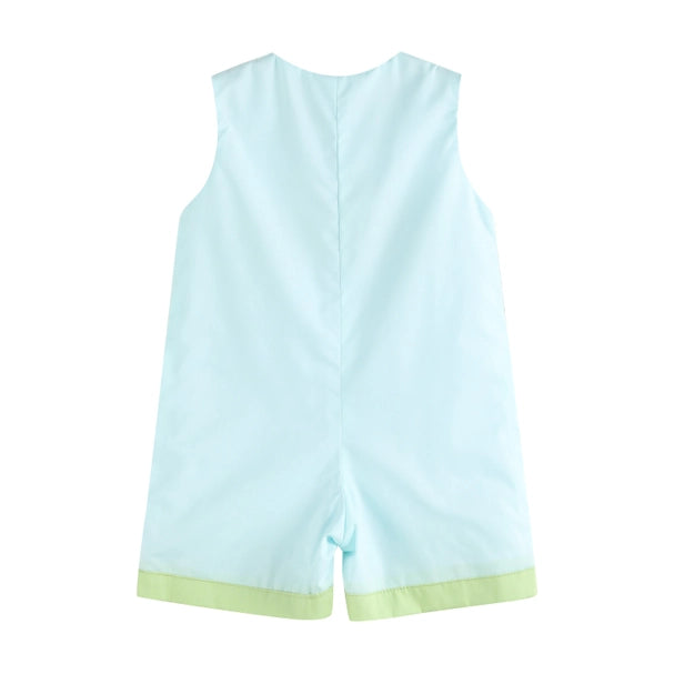 Lil Cactus Blue Baby Turtles Applique Shortall