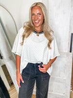 Load image into Gallery viewer, What Else White &amp; Black Polka Dot Tee
