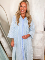 Load image into Gallery viewer, Long Distance Blue Stripe Maxi Dress
