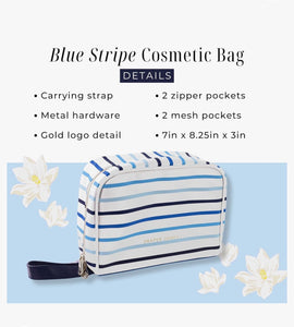 Draper James Blue Stripe Cosmetic Bag