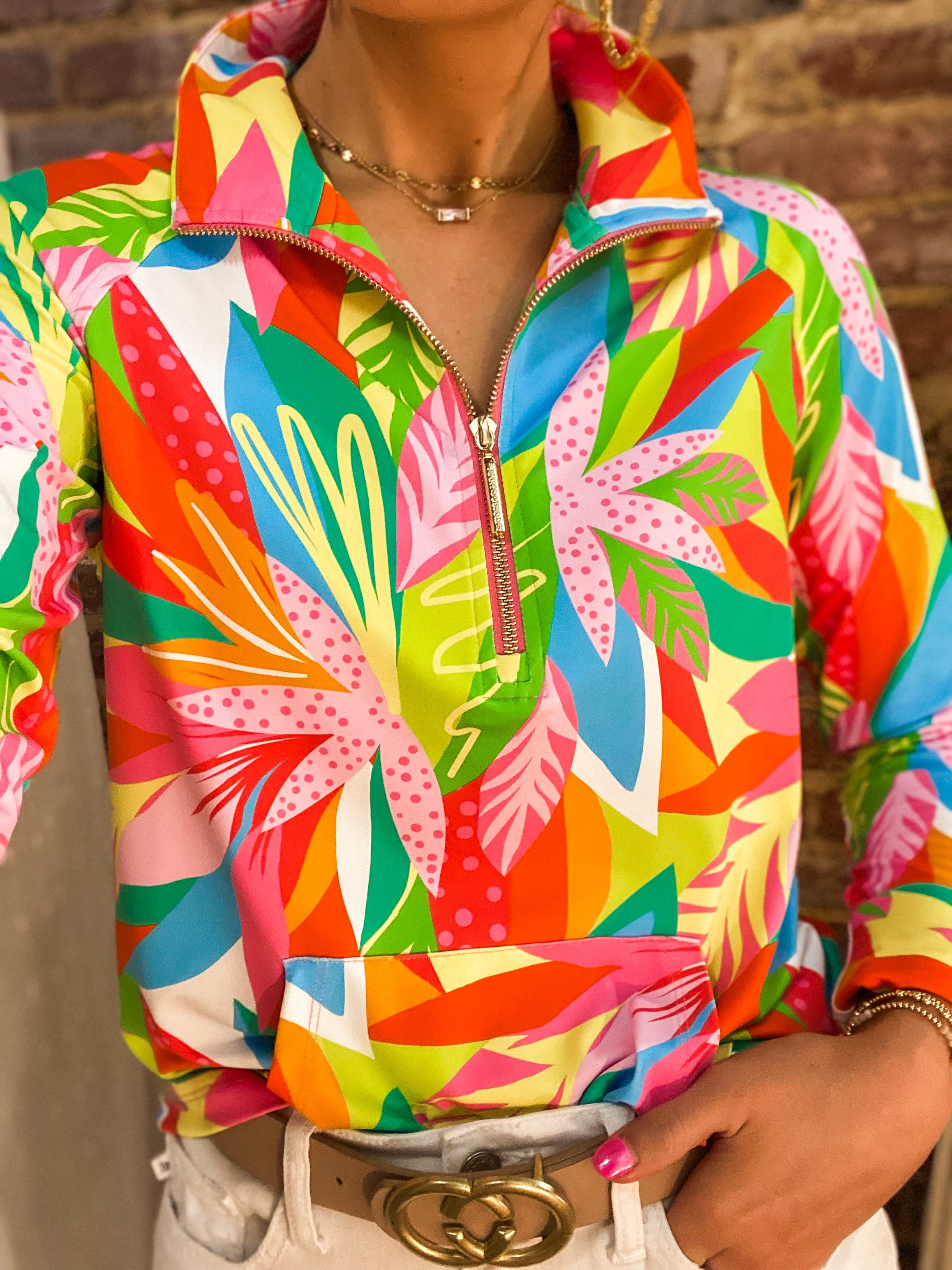 Hamptons Get Tropical Mary Square Half Zip