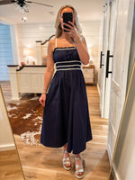 Load image into Gallery viewer, My Next Chapter Navy Contrast Midi Dress
