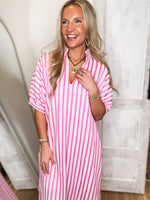 Load image into Gallery viewer, Options Open Pastel Pink Stripe Maxi Dress
