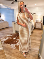Load image into Gallery viewer, Just Made It Taupe Stripe Knit Maxi Dress
