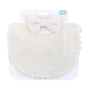 Ali + Oli Cotton Baby Bib Double-Sided (Embroidered Flowers & Bow)