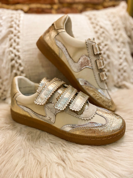 Dolce Vita Notice Velcro Sneaker Silver/Gold Distressed