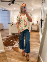 Load image into Gallery viewer, The Way Here Pink Floral Cotrast Blouse
