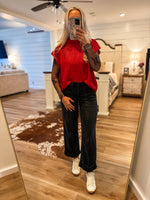 Load image into Gallery viewer, Cheerful Day Red Metallic Sleeveless Sweater
