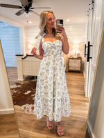 Load image into Gallery viewer, Forever Yours Blue &amp; White Floral Maxi Dress
