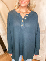 Load image into Gallery viewer, Great Feeling Oversize Teal Henley Blouse
