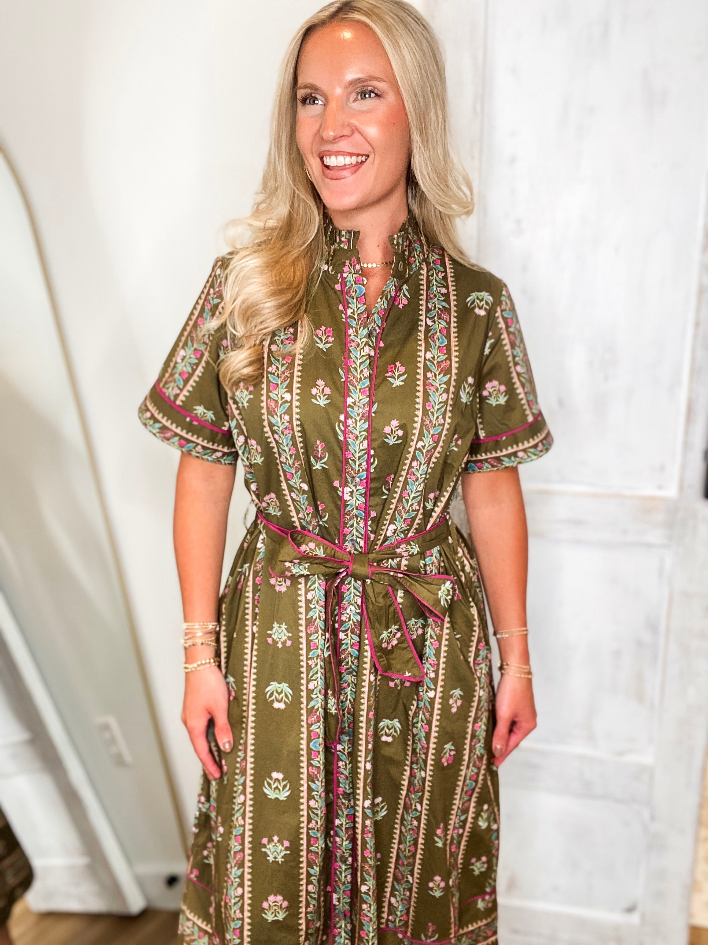 All The Feelings Olive Floral Midi Dress