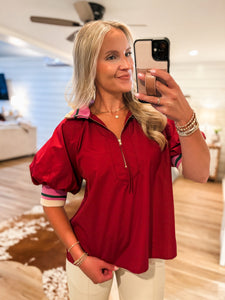 From Here Burgundy Contrast Blouse